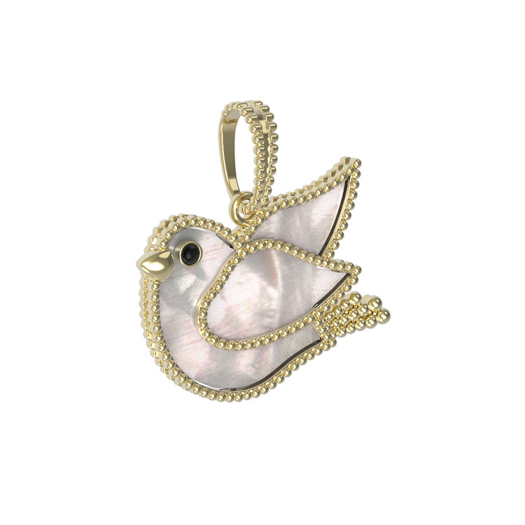 Подвеска из лимонного золота c эмалью и перламутром