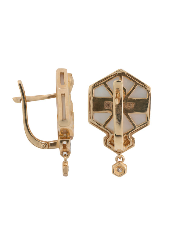 Серьги из золота c бриллиантами и перламутром