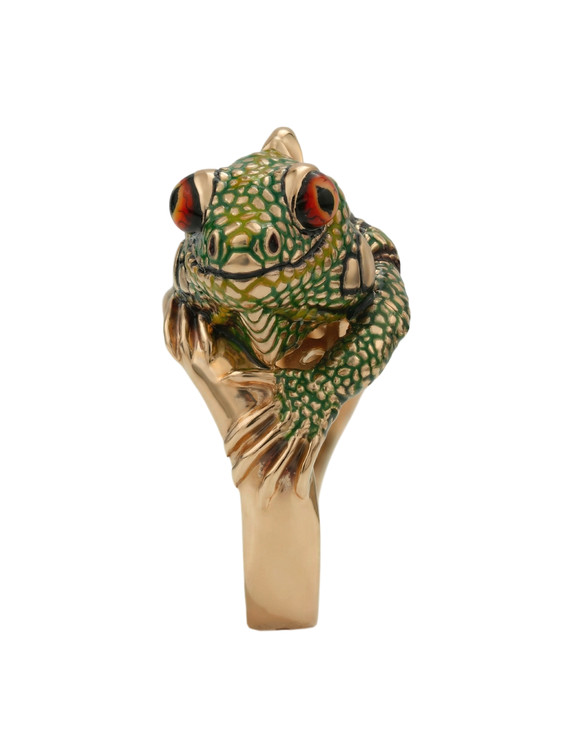 Кольцо из золота c эмаль и рубином