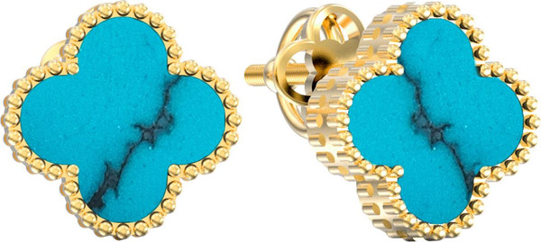 Серьги из лимонного золота c бирюзой