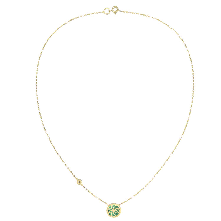 Колье из лимонного золота c бриллиантами и малахитом