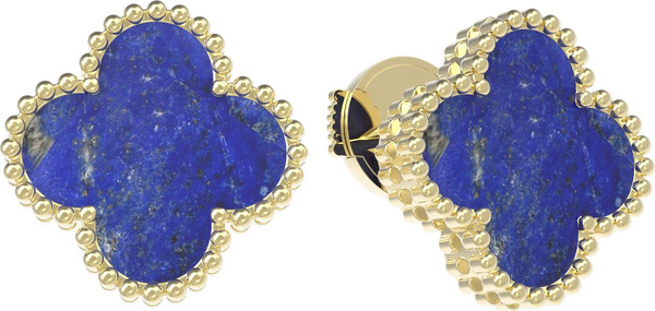 Серьги из лимонного золота c лазуритом