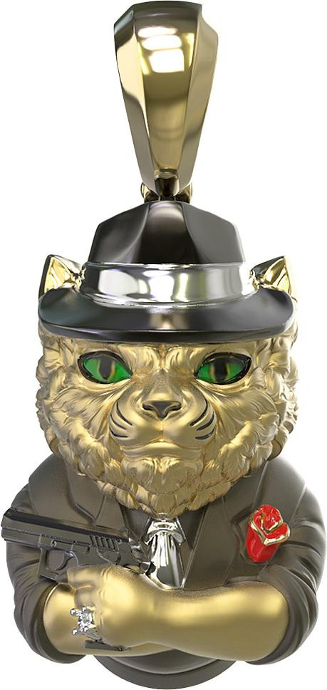 Подвеска из лимонного золота c эмаль , бриллиантами и рубином