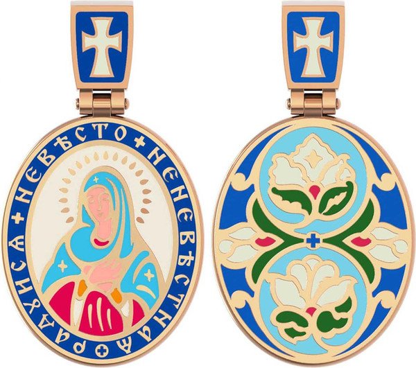 Образок из золота c эмаль