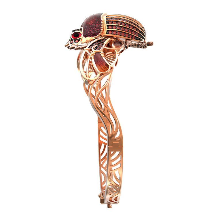 Браслет из золота c эмаль , фианитом, гранатом и эмалью