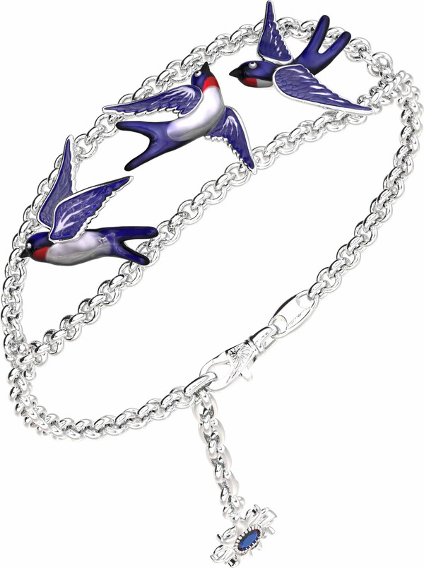 Браслет из белого золота c эмаль и сапфиром