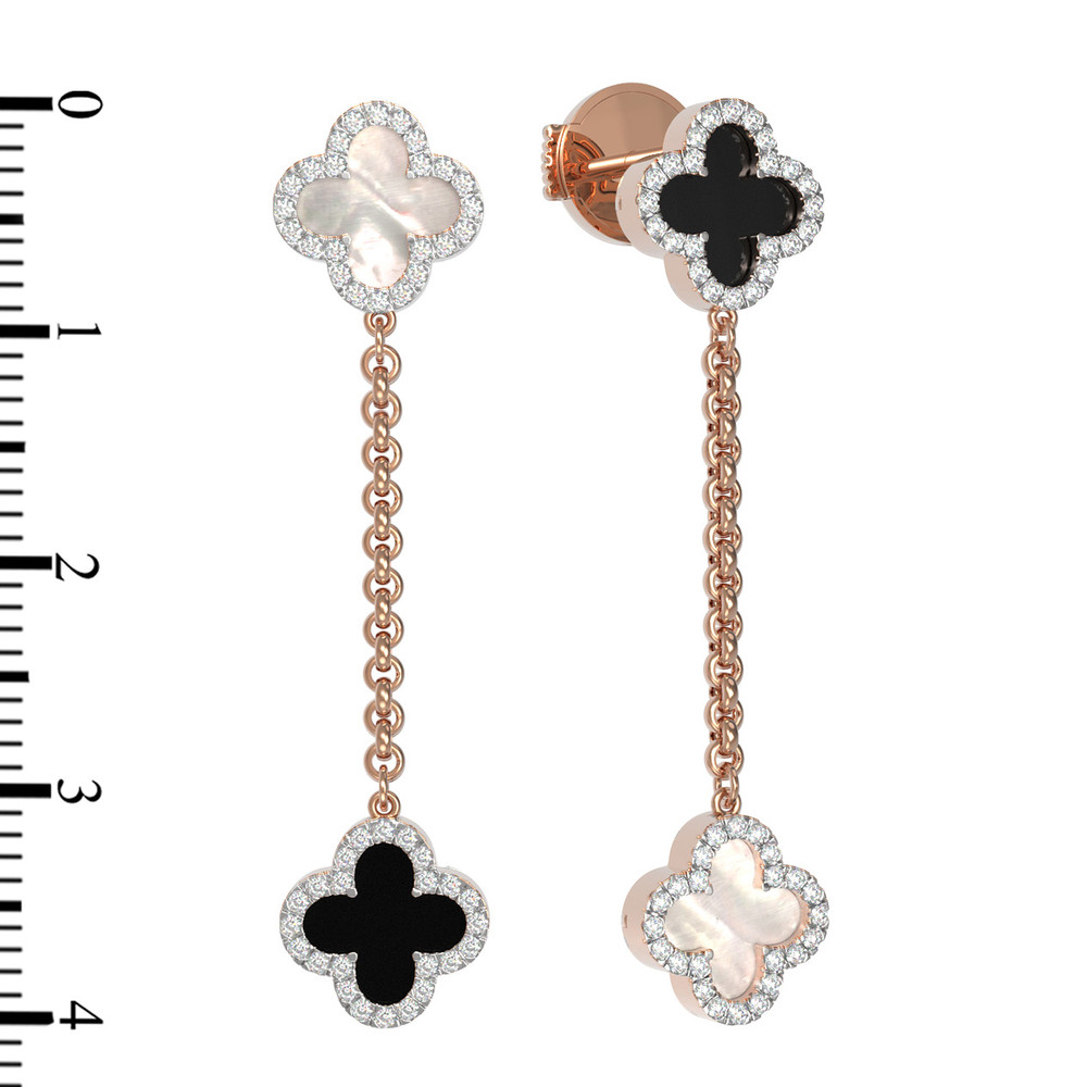 Серьги из золота c бриллиантами, ониксом и перламутром