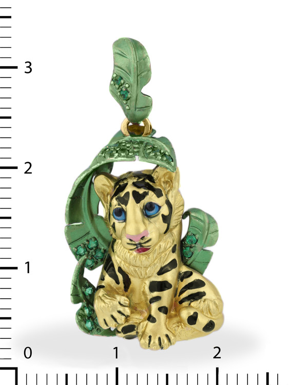 Подвеска из лимонного золота c эмалью и изумрудом