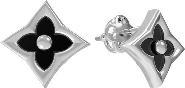 Серьги из белого золота c ониксом