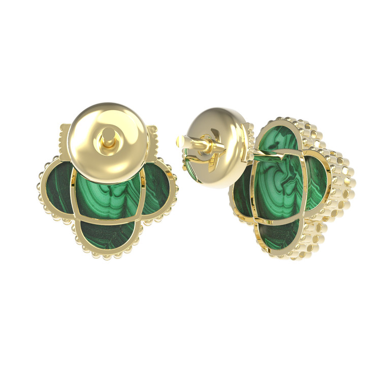 Серьги из лимонного золота c малахитом