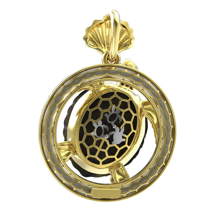 Подвеска из лимонного золота c эмаль и железным деревом