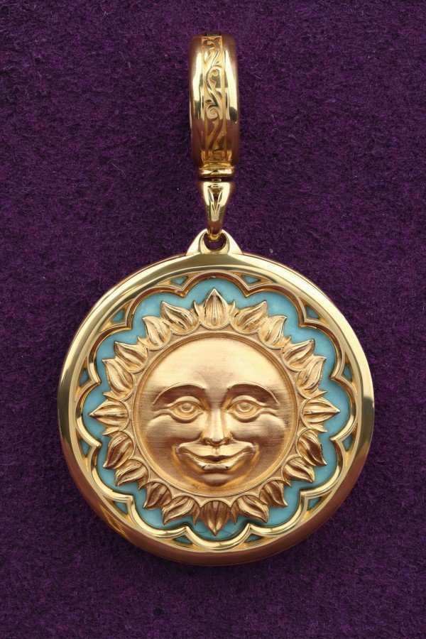 Подвеска из лимонного золота c бирюзой