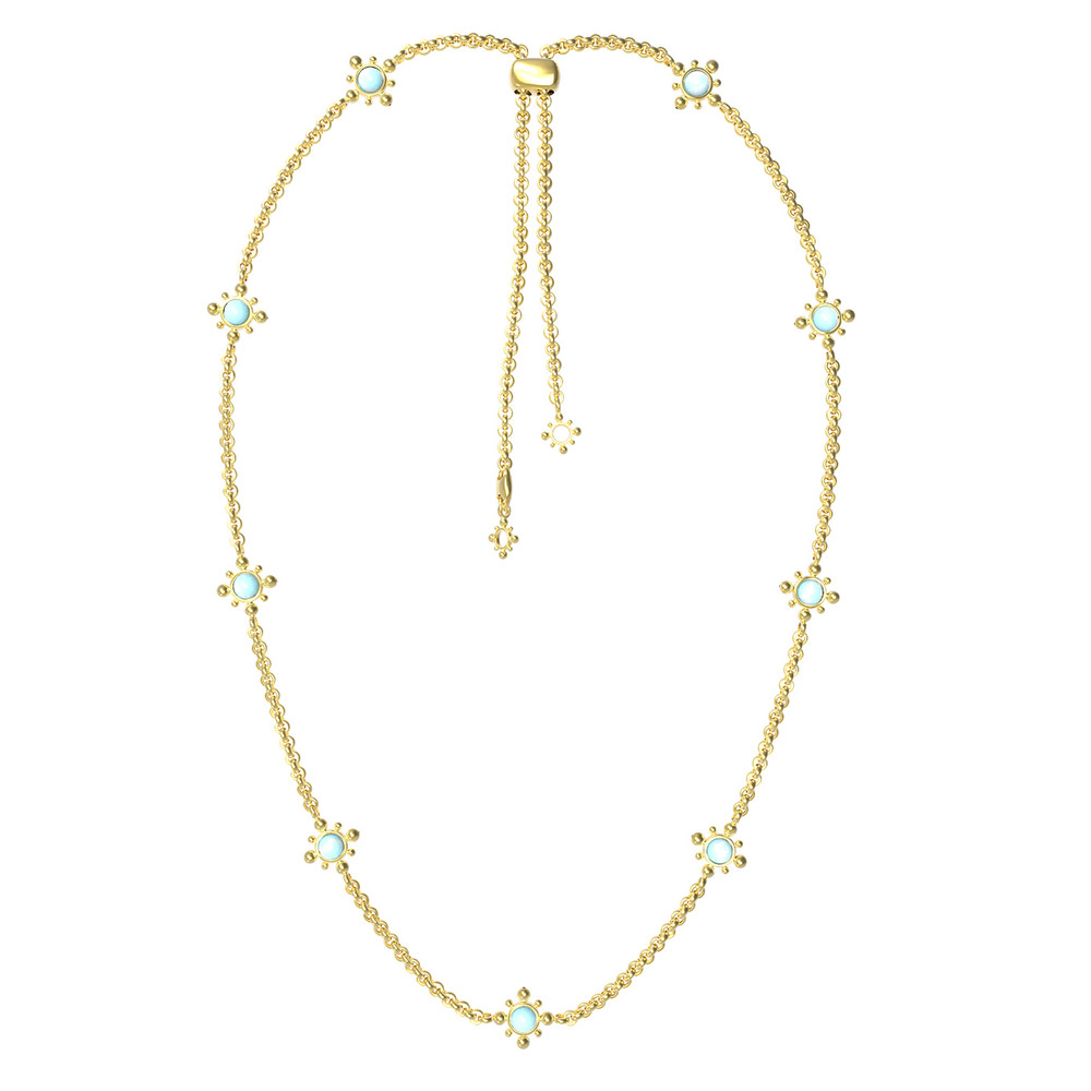 Колье из лимонного золота c бирюзой