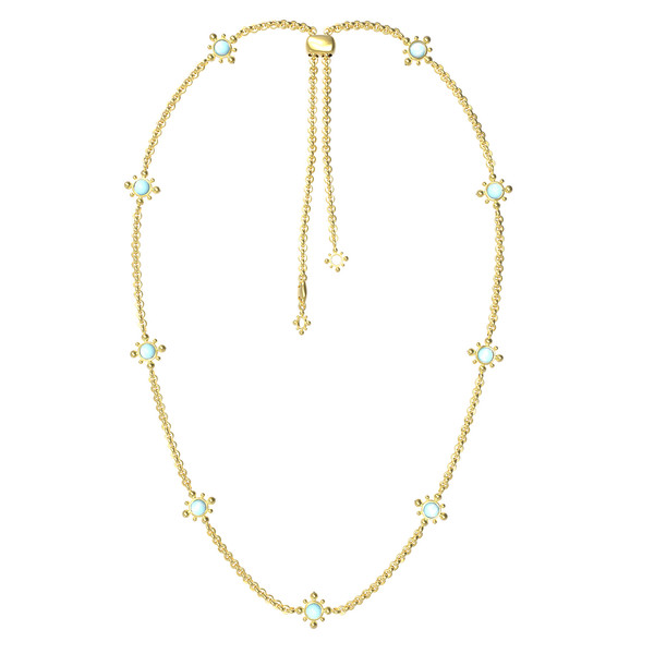 Колье из лимонного золота c бирюзой