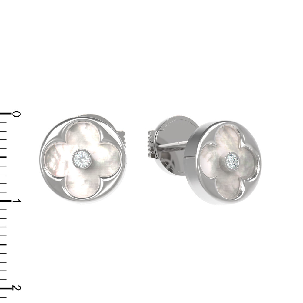 Серьги из белого золота c бриллиантами и перламутром