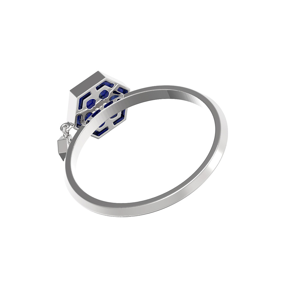 Кольцо из белого золота c бриллиантами и лазуритом