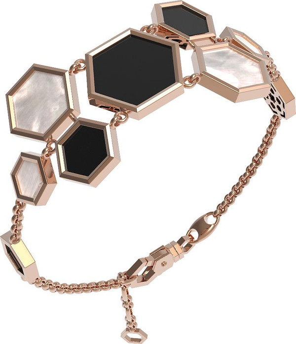 Браслет из золота c ониксом и перламутром