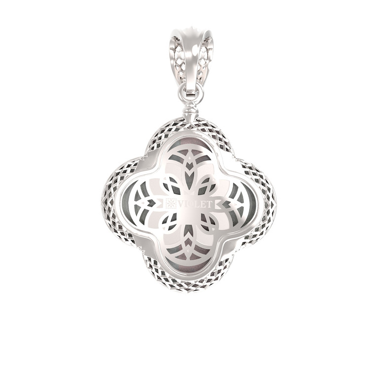 Подвеска из белого золота c эмаль и перламутром