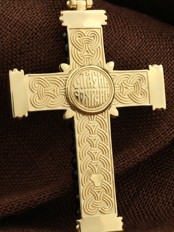 Крест из лимонного золота c ониксом