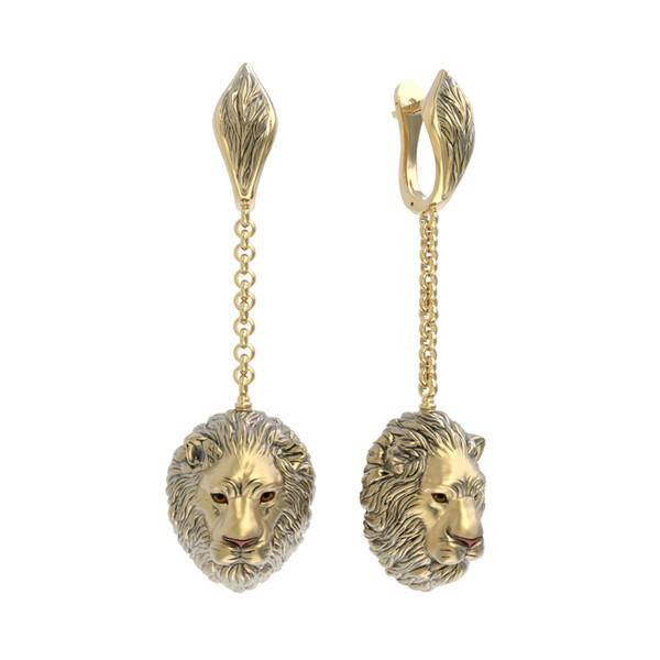 Серьги из лимонного золота c эмаль