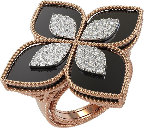 Кольцо из золота c бриллиантами и ониксом