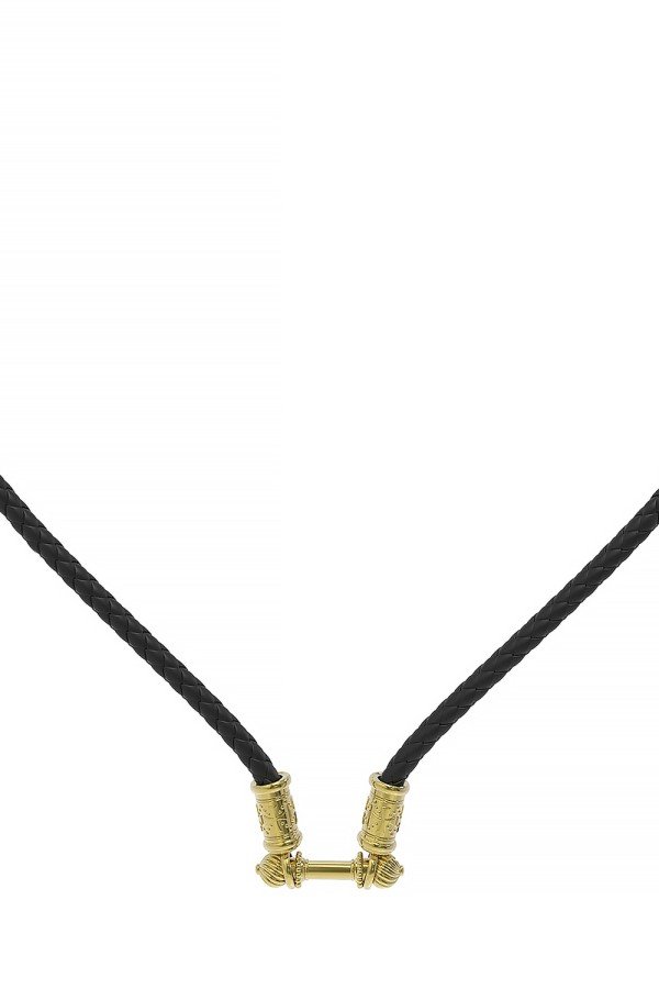 Шнурок кожаный из лимонного золота c кожаным шнурком