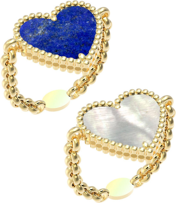 Кольцо из лимонного золота c лазуритом и перламутром