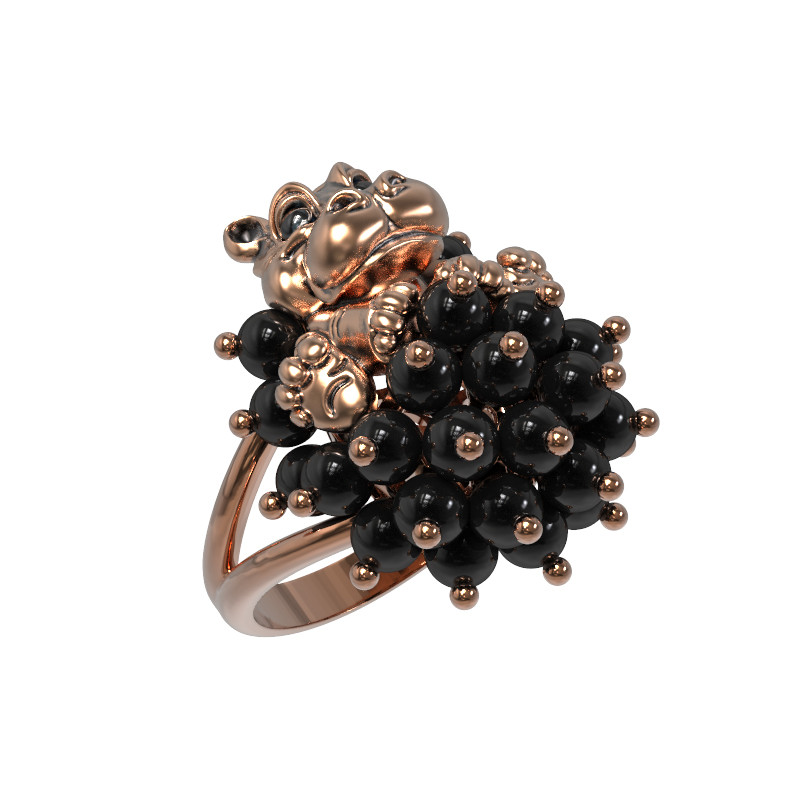 Кольцо из золота c эмаль и ониксом