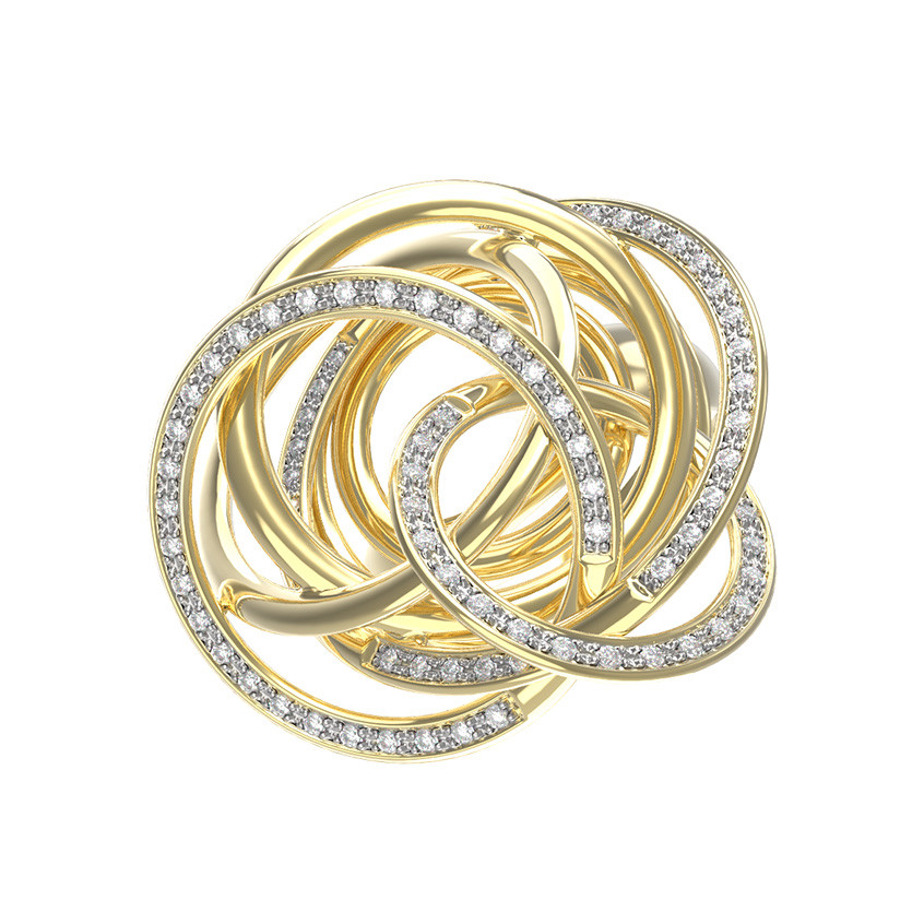 Кольцо из лимонного золота c бриллиантами