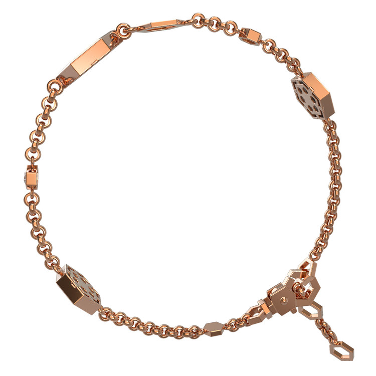 Браслет из золота c бриллиантами, ониксом и перламутром