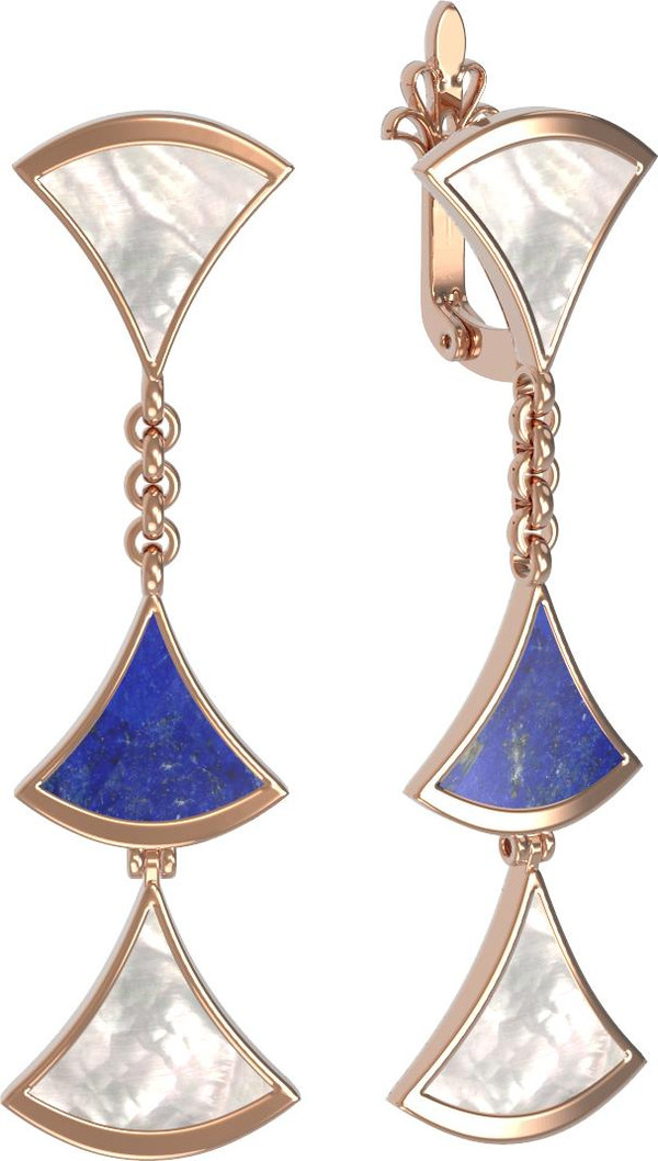 Серьги из золота c лазуритом и перламутром