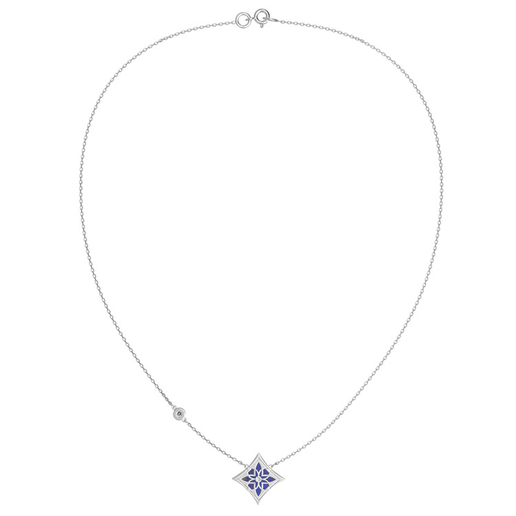 Колье из белого золота c бриллиантами и лазуритом