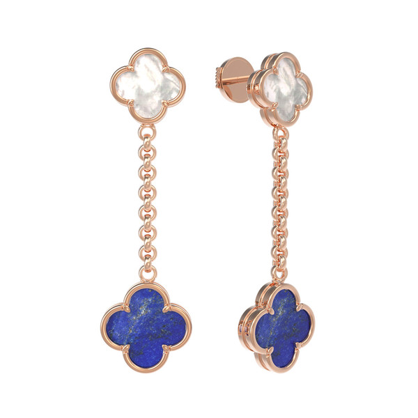 Серьги из золота c лазуритом и перламутром