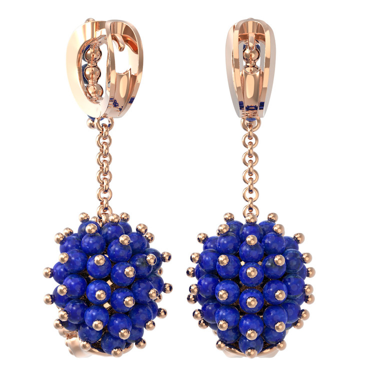 Серьги из золота c эмаль и лазуритом