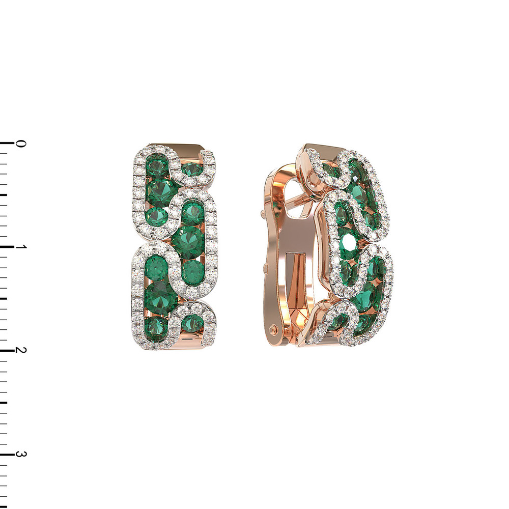 Серьги из золота c бриллиантами и изумрудом