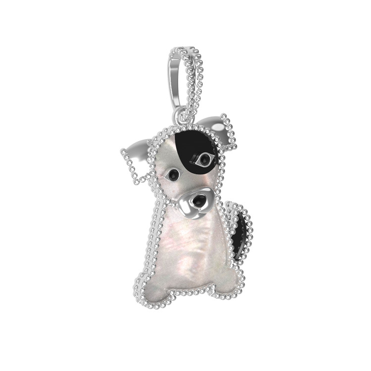 Подвеска из белого золота c эмаль , ониксом и перламутром