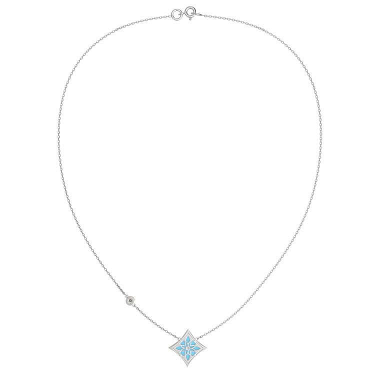 Колье из белого золота c бриллиантами и бирюзой