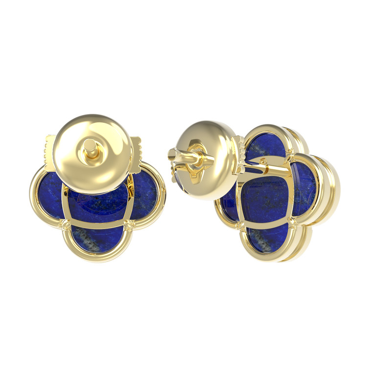 Серьги из лимонного золота c лазуритом