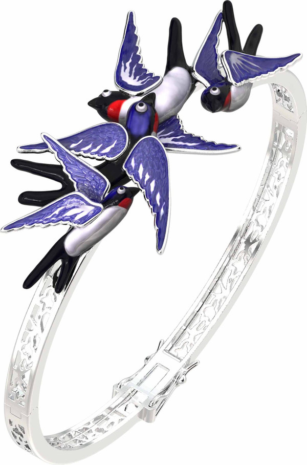 Браслет из белого золота c эмаль