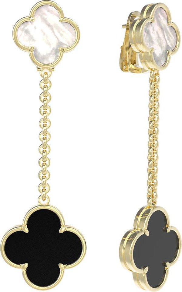 Серьги из лимонного золота c ониксом и перламутром