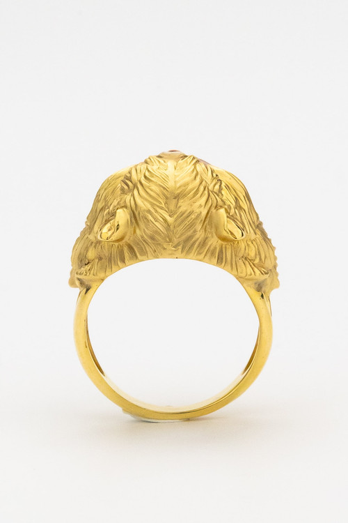 Кольцо из лимонного золота c эмаль