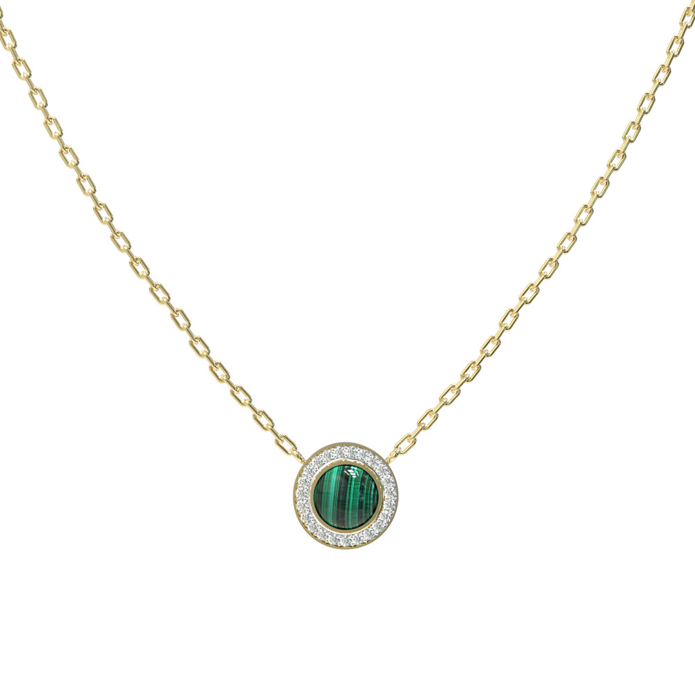 Колье из лимонного золота c бриллиантами и малахитом