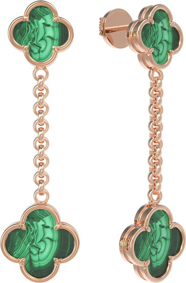 Серьги из золота c малахитом