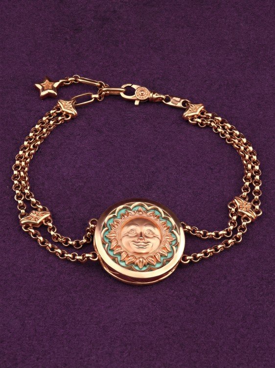 Браслет из золота c бирюзой и лазуритом