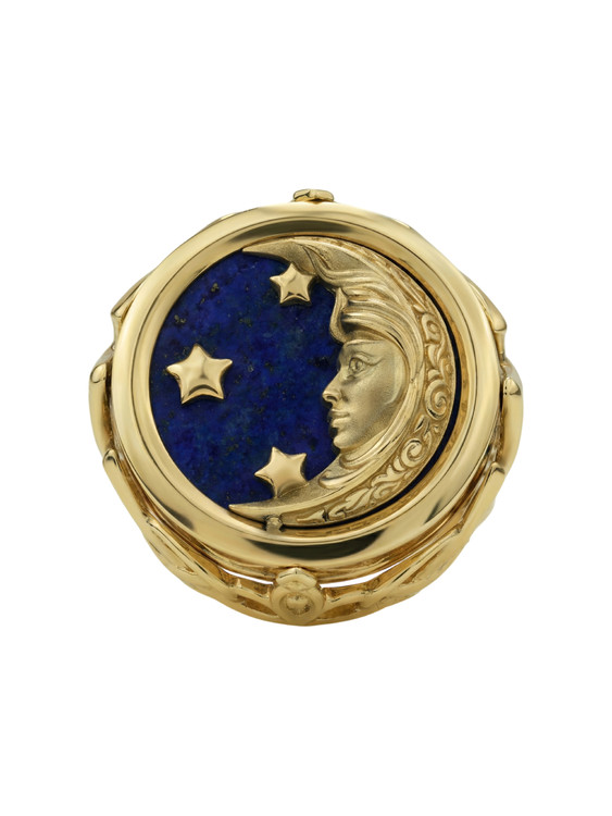 Кольцо из лимонного золота c бирюзой и лазуритом