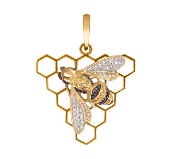 Подвеска из лимонного золота c эмаль и фианитом