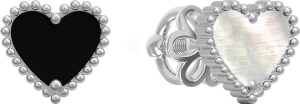 Серьги из белого золота c ониксом и перламутром