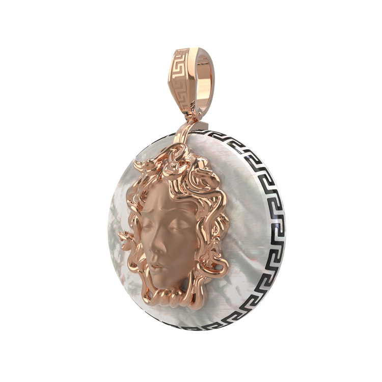 Подвеска из золота c эмаль и перламутром