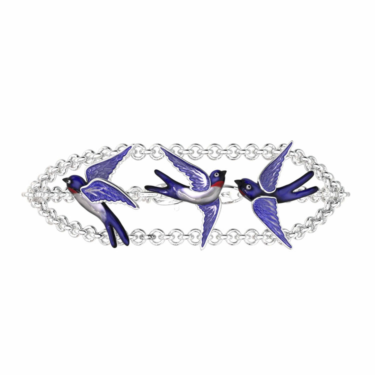 Браслет из белого золота c эмаль и сапфиром