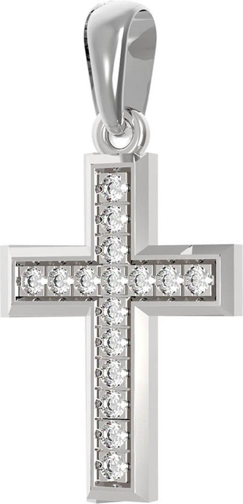 Крест из белого золота c бриллиантами